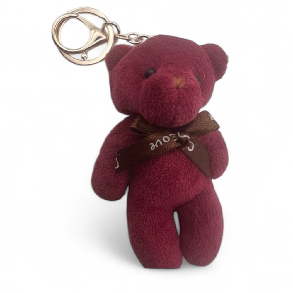 5/$25 Burgundy Teddy Bear Keychain or bag charm